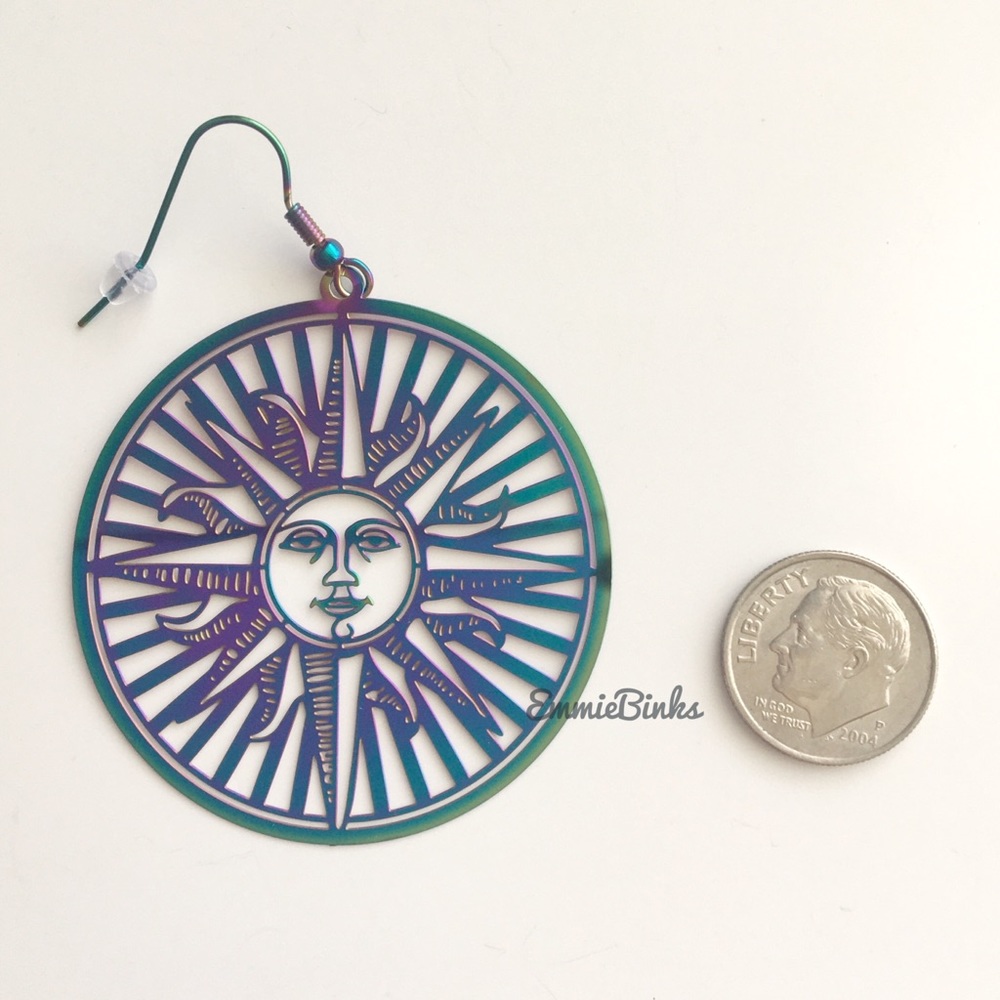 ✨3for$38 New FP Stainless Steel Rainbow Oil Slick Boho Sun Statement Earrings - Picture 10 of 16